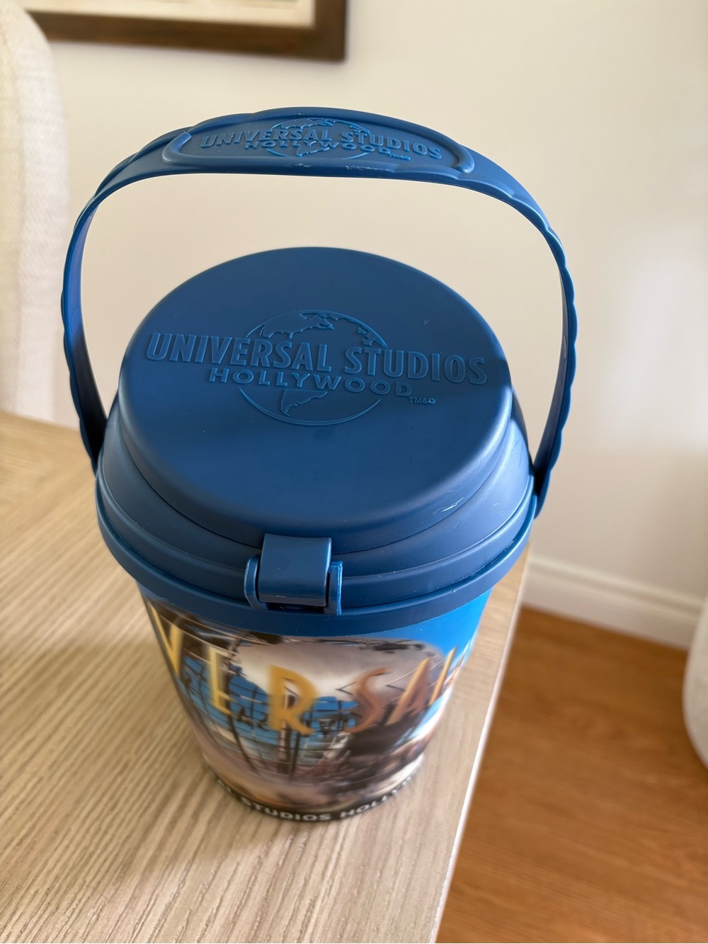 Universal Studios Hollywood Studio Tour Popcorn Bucket Blue W/ Lid And Handle
